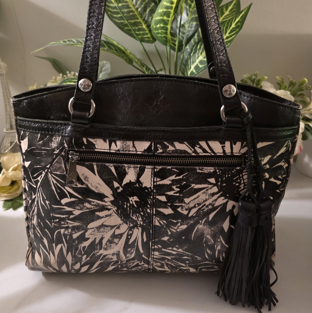 Patricia Nash Black and Cream Floral Shoulder Bag